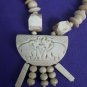 VINTAGE old rare carved cow bone  necklace