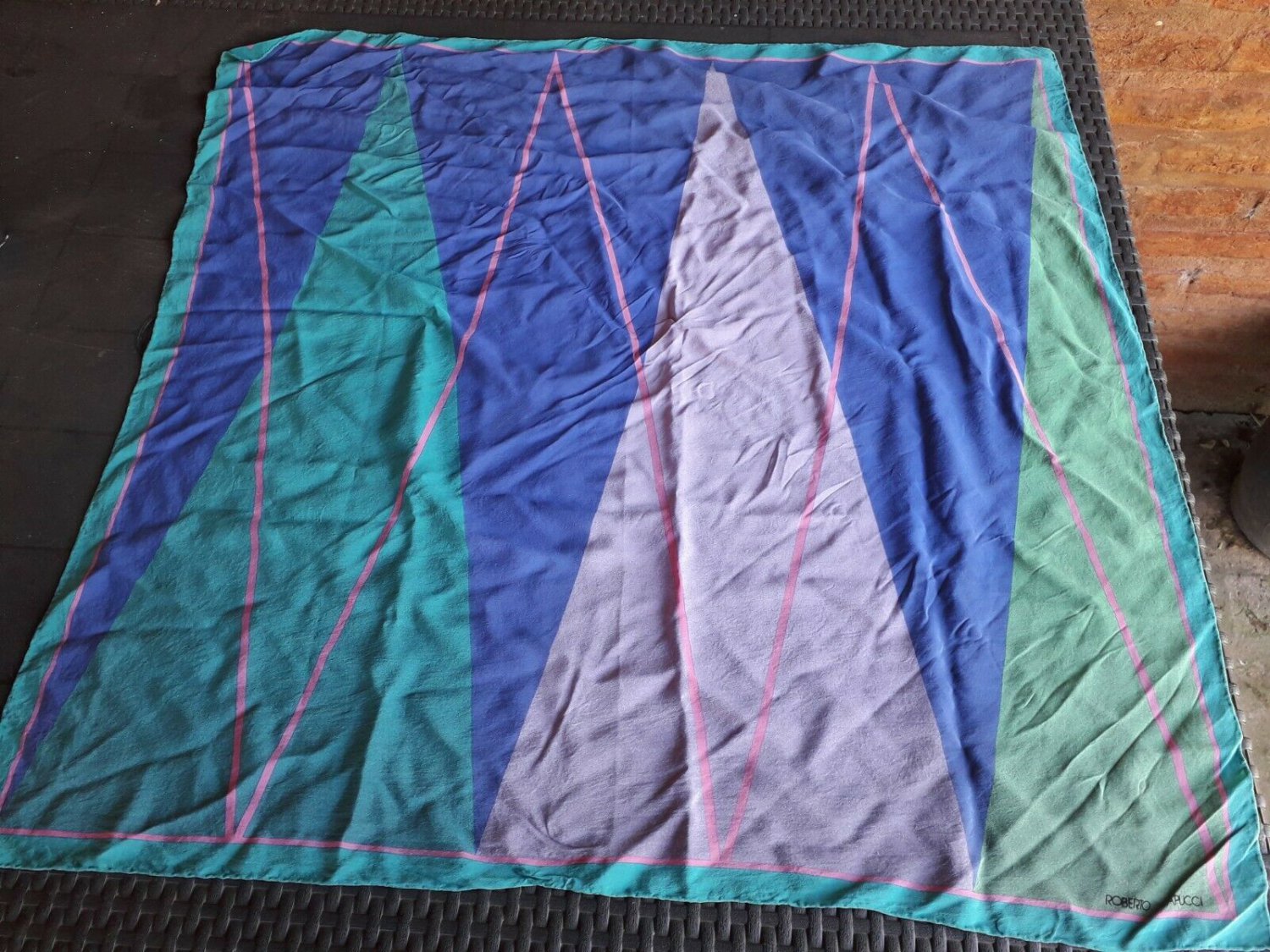 vintage authentic pop scarf big  Handkerchief  Silk ROBERTO CAPUCCI free shipp