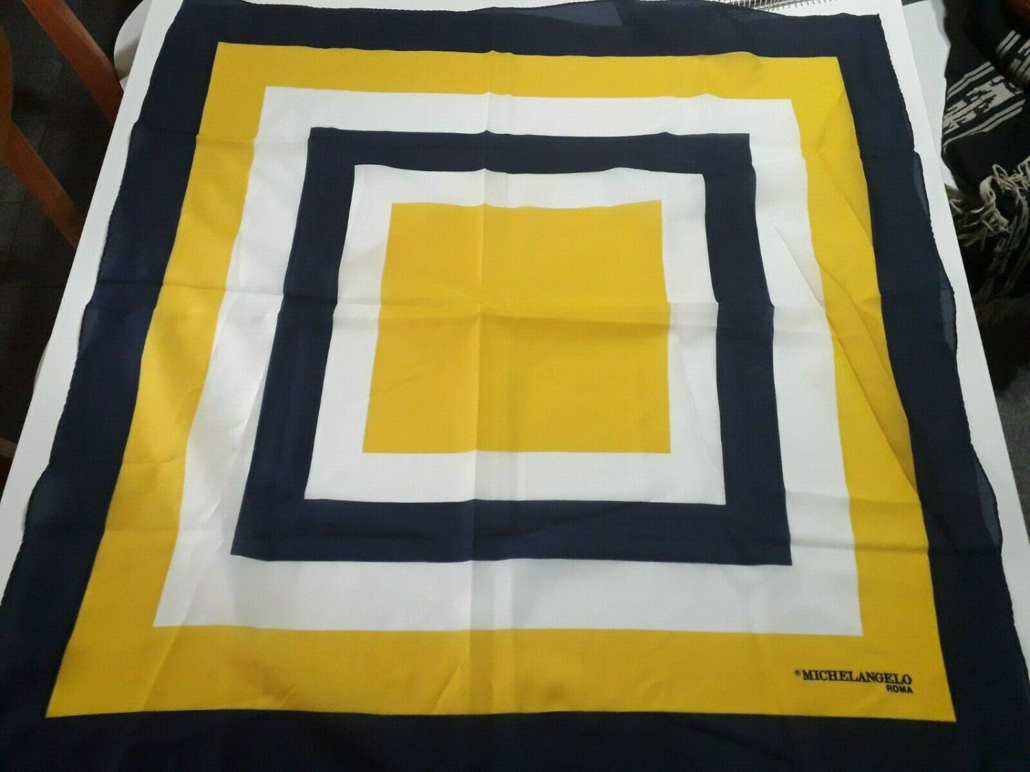 vintage authentic Handkerchief Michelangelo Roma Blue Yellow White