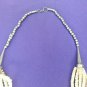 VINTAGE old art deco carved cow bone and metal necklace