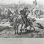 old engraving print - 1836 funeral childerico - clovis proclaims king of Francis