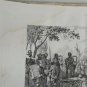 old engraving print - 1836 funeral childerico - clovis proclaims king of Francis