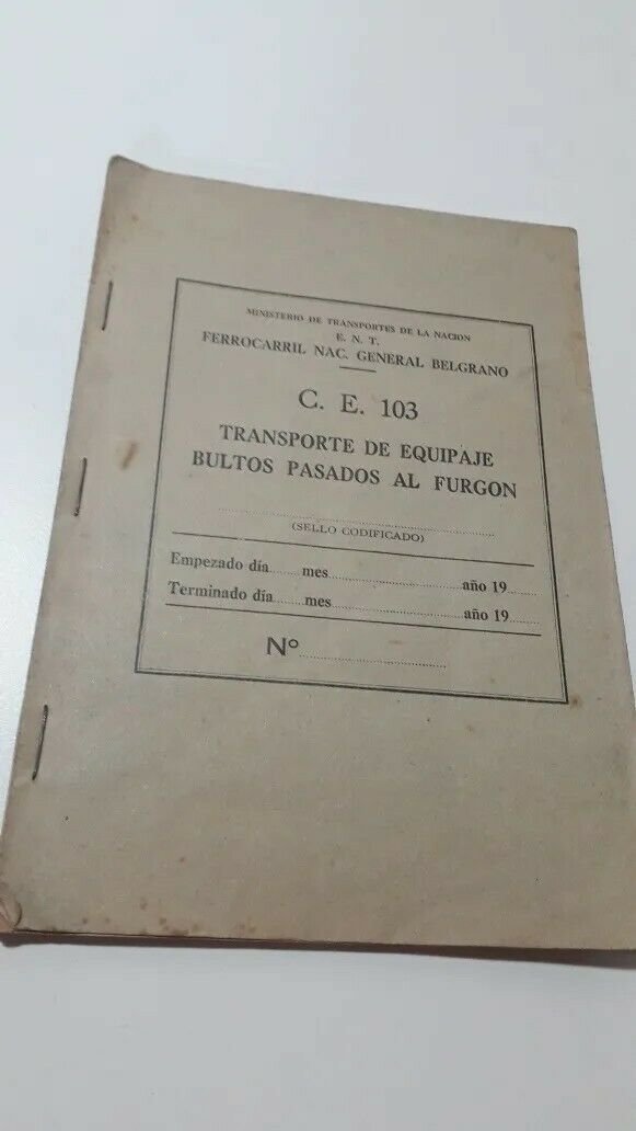 old  collection  Baggage Transport Scorer Ferrocarril Belgrano Argentina