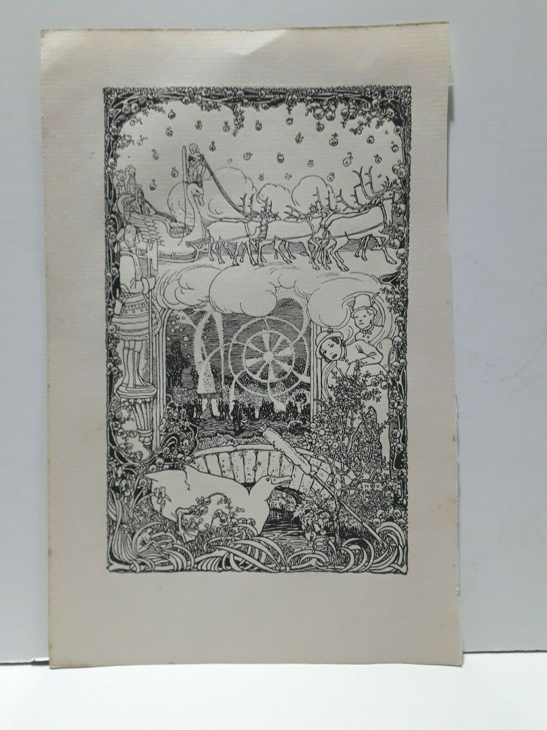 old engraving print 1918 Illustrations H. Vogeler Oscar wilde, Die Bedeute...