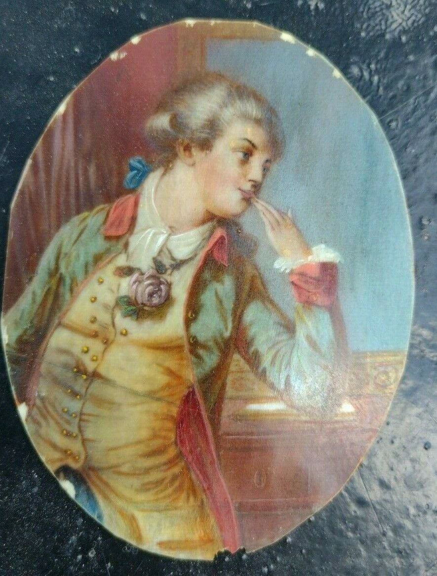 Antique portrait Miniature hand painted. frame Heinrich F&Atilde;&frac14;ger?? young boy