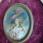 Antique Hand painted   on celluloid with frame  signed Silver