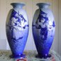 Blue ceramic vases pair Dutch figures