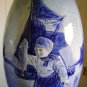 Blue ceramic vases pair Dutch figures