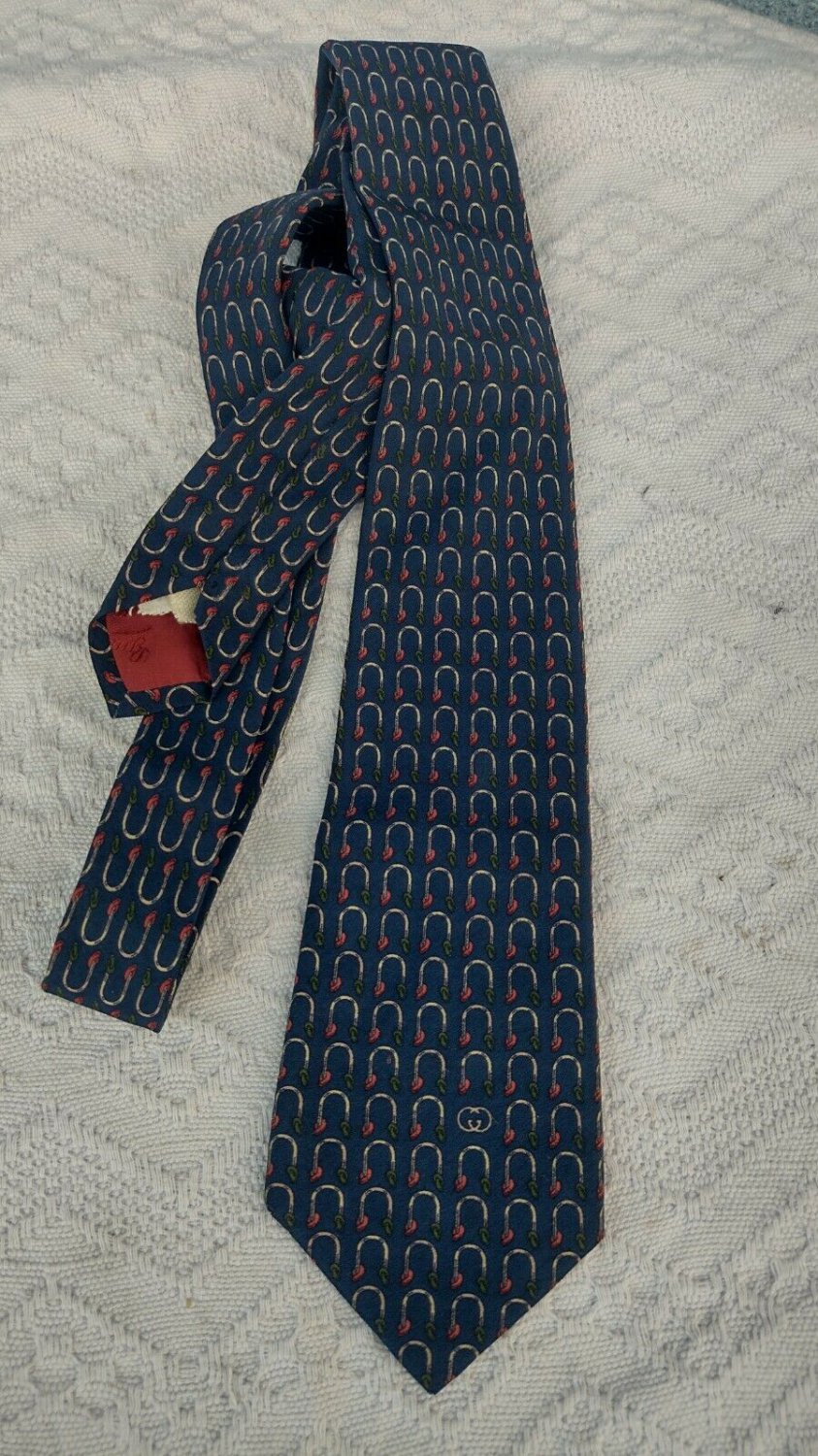 Gucci original blue silk tie made in Italy