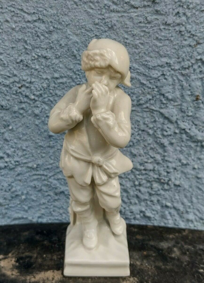 small German white porcelain figurine brand KPM represents a child