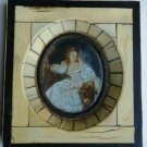 Antique portrait Miniature hand painted. frame details, , crackle details