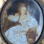 Antique portrait Miniature hand painted. frame details, , crackle details