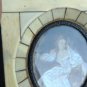 Antique portrait Miniature hand painted. frame details, , crackle details