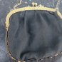 Antique small black petit handbags point needlepoint floral Bronze frame