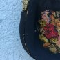 Antique small black petit handbags point needlepoint floral Bronze frame