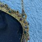 Antique small black petit handbags point needlepoint floral Bronze frame