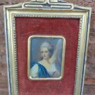 old  Hand painted  portrait on celluloid  with frame