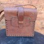 vintage old rustic  leather  bag carved leather