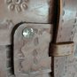 vintage old rustic  leather  bag carved leather