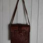 vintage old rustic  leather  bag carved leather