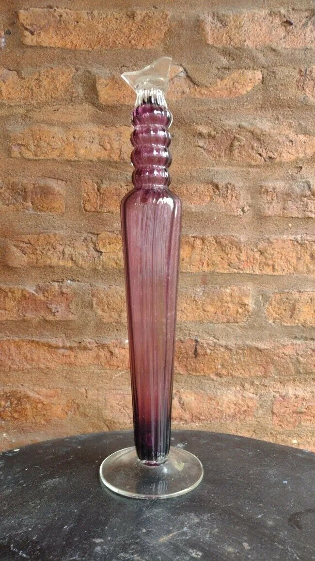 old  artistic glass base, violet color ideal to make a lamp