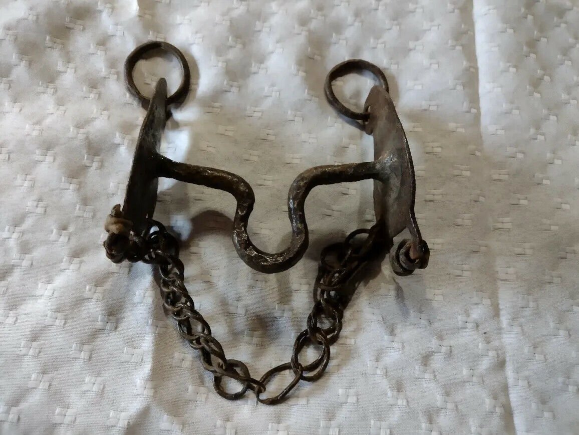 Old Iron Solid Handcrafted Unique Shape  Horse brakes signed M.M.Arias argentina
