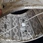 Old lampshade for nightstand, woven table lamp cream