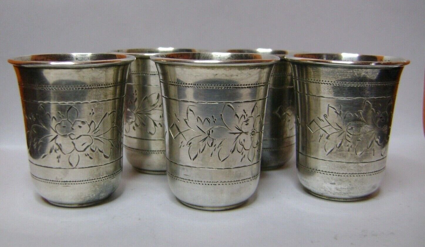 old 5 Vodka Cup or Beaker russian sterling silver 1885 mark 1885
