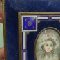 Antique portrait Miniature hand painted.with frame and blue enamel.