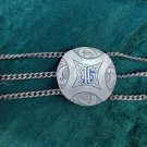 old belt, buckle, 800 silver drag with  enamel.Gaucho ,  lady model, cowhide