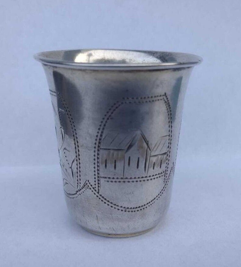 old Vodka Cup or Beaker russian sterling silver  84  mark NE