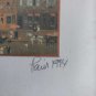old framed miniature print Michel Delacroix 1994 Cafe Tabac .vins
