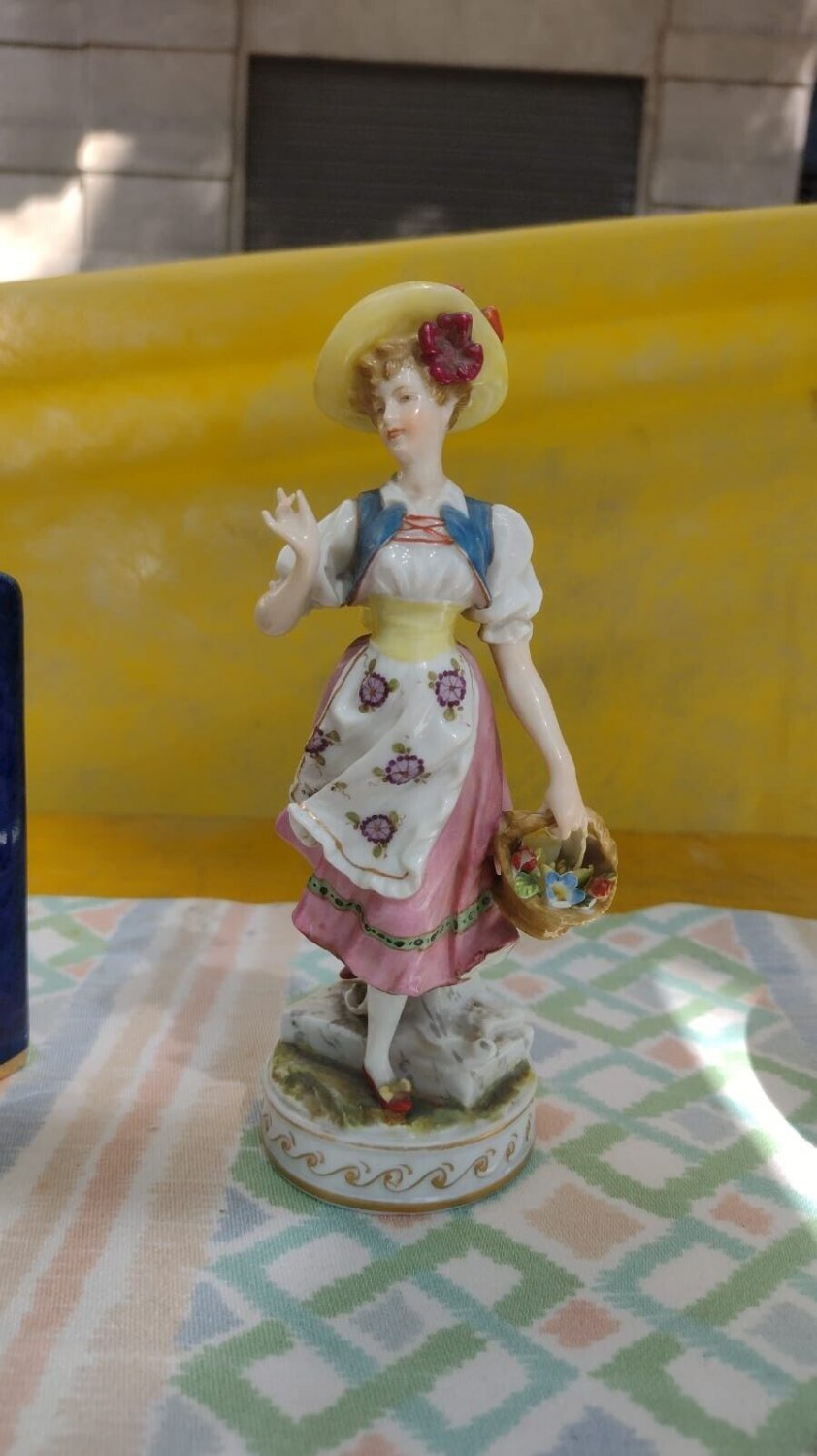 Antique porcelain lady figurine victorianas Volkstedt brand