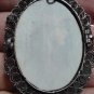 old Vintage Hand Painted 800 Silver Pin Brooch Pendant St. Fabiola filigree