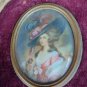 Antique Hand painted   on celluloid with frame  signed Silver FREE SHIPPING