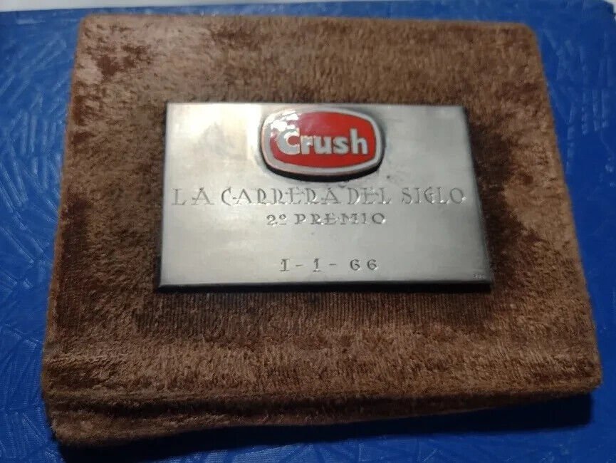 Old Plaque, 900 Silver Medal Carrera Del Siglo year 1966, Crush  FREE SHIPPING