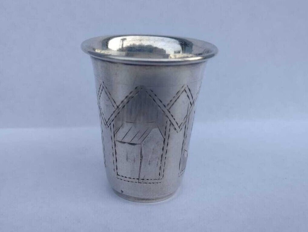 old 1 Vodka Cup or Beaker russian sterling silver  84AB mark JB