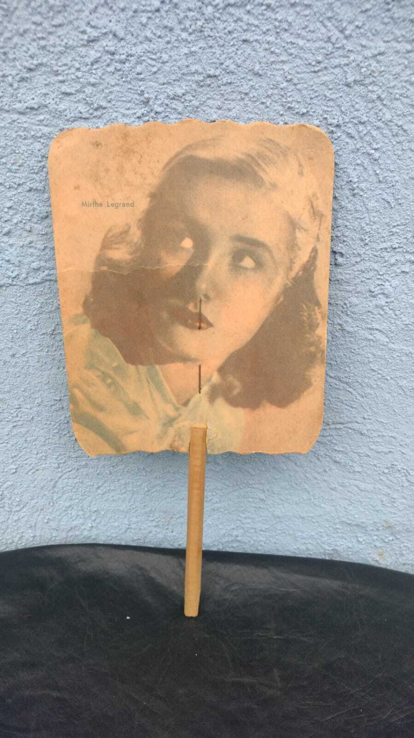 old  fan Argentina advertising 40s mirta legrand F.C.C.A railway