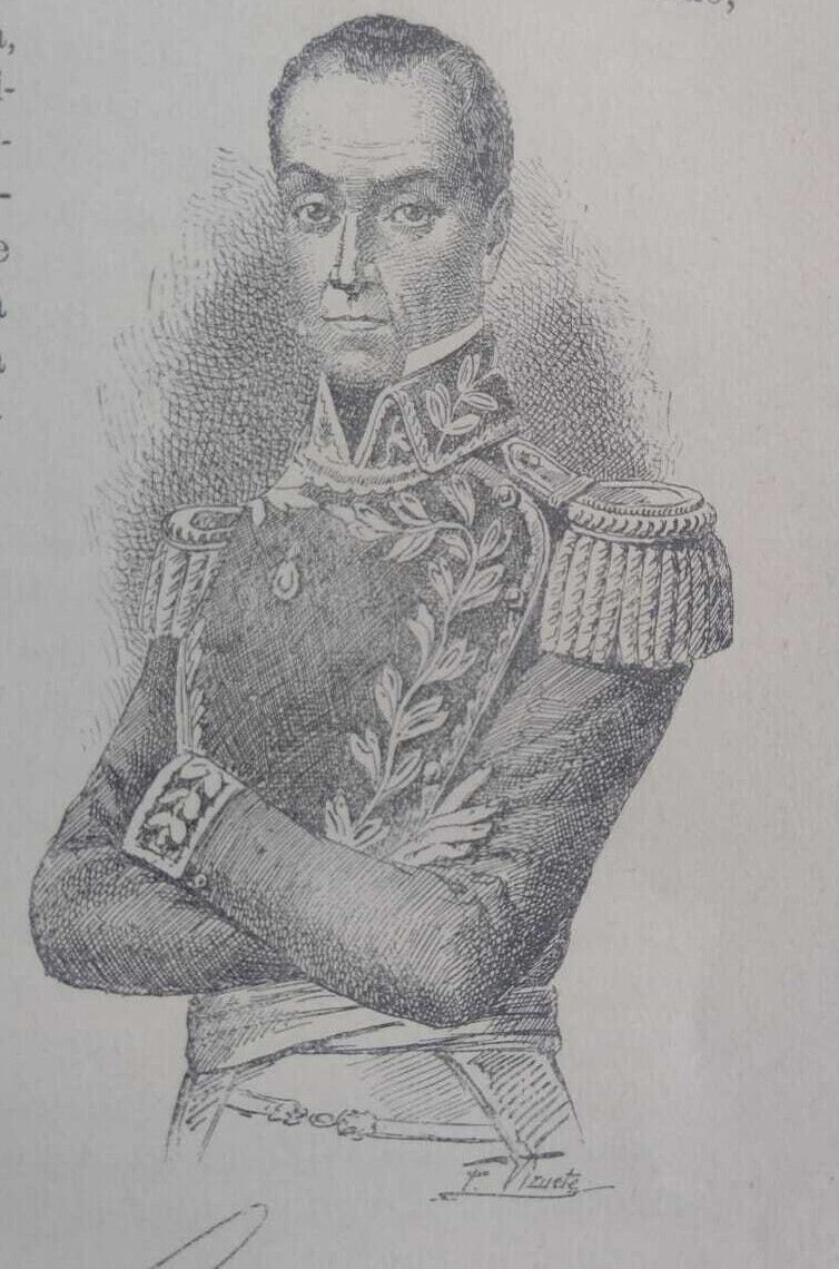 old print  engraving years America1896 Simon Bolivar