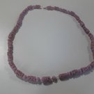 Vintage old Art Glass pink Necklace Old Rose Check Stock