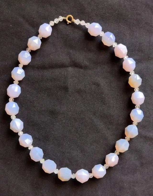 Old Antique Light Blue Faceted Opaline Necklace Consult Stock
