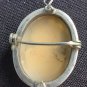 Vintage old Sterling Silver 800 Carved Cameo Shell Pin brooch Pendant Woman