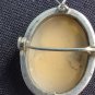 Vintage old Sterling Silver 800 Carved Cameo Shell Pin brooch Pendant Woman