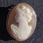 Vintage old Sterling Silver 800 Carved Cameo Shell Pin brooch Pendant Woman