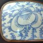 old  Chinese Blue White Porcelain Shard Trinket Pill Box Silver Plated Copper