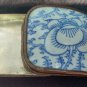 old  Chinese Blue White Porcelain Shard Trinket Pill Box Silver Plated Copper