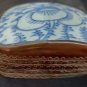 old  Chinese Blue White Porcelain Shard Trinket Pill Box Silver Plated Copper