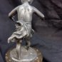 old silver metal boy figure with marble base