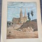 old print poster Jean B. Corot  La cathedralede chartes