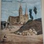 old print poster Jean B. Corot  La cathedralede chartes